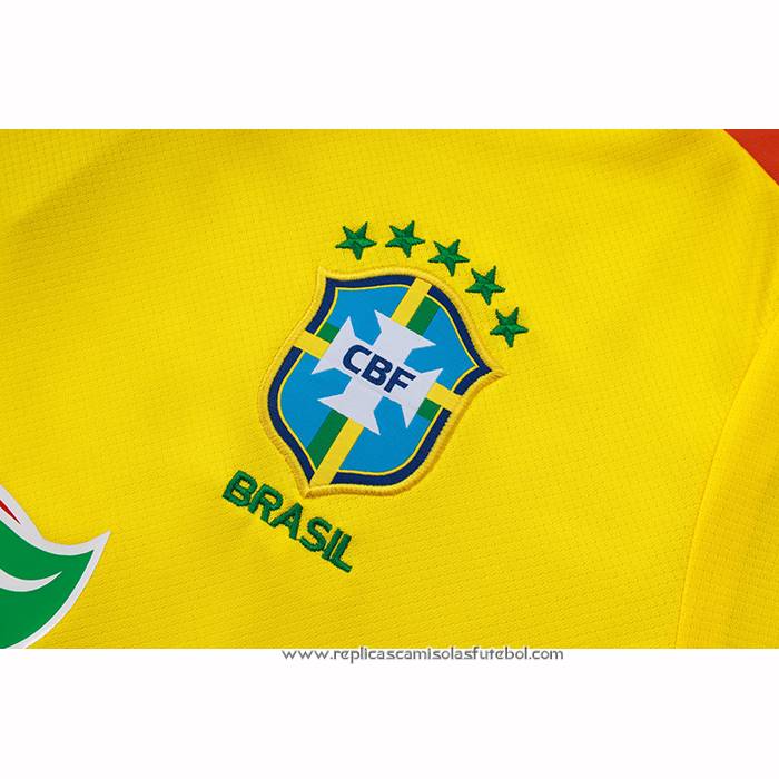 Fato de Treino Brasil 2025-2026 Manga Curta Amarelo - Calcas Curta